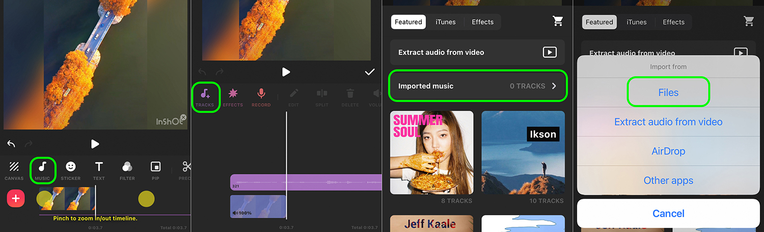 utiliser la chanson Apple Music dans la vidéo Inshot