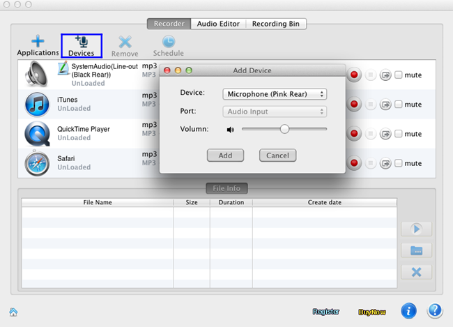 Enregistrer de l'audio depuis l'appareil sur Mac