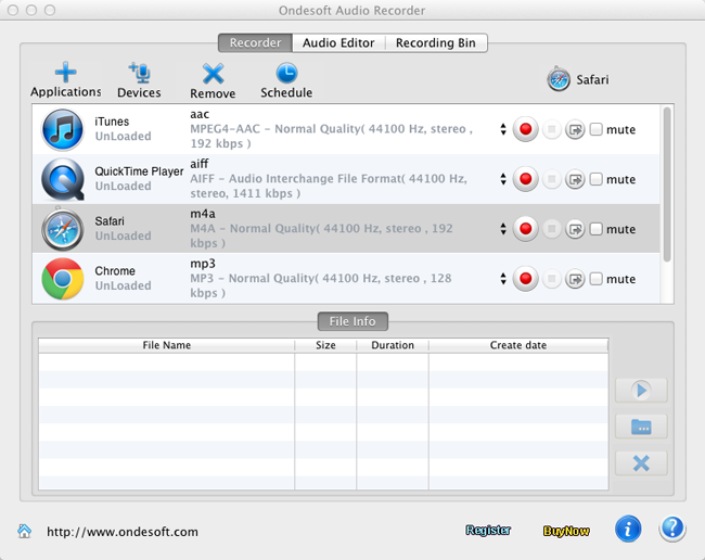 importer des applications dans un enregistreur audio sur Mac