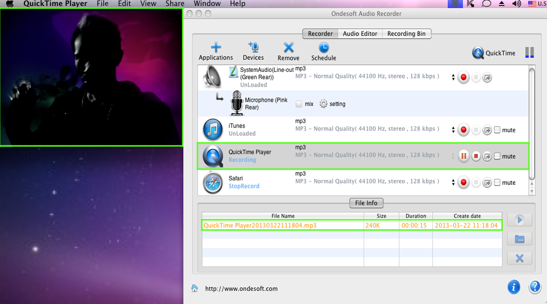 enregistrer un film quicktime sur mac