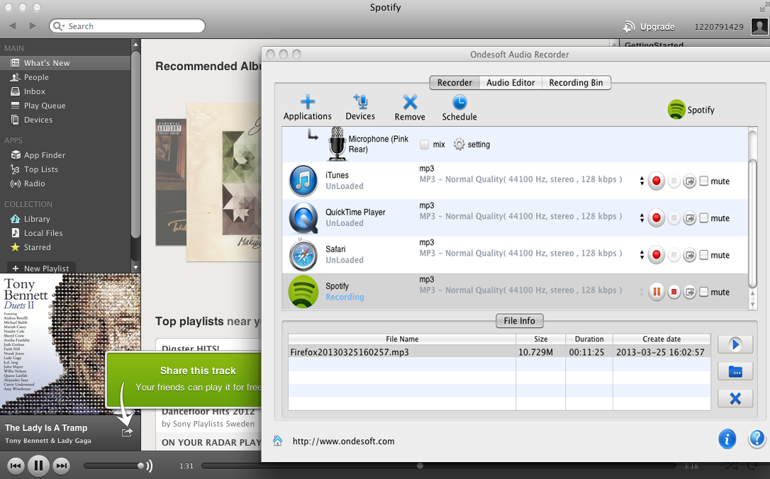 Enregistreur de musique Spotify pour mac