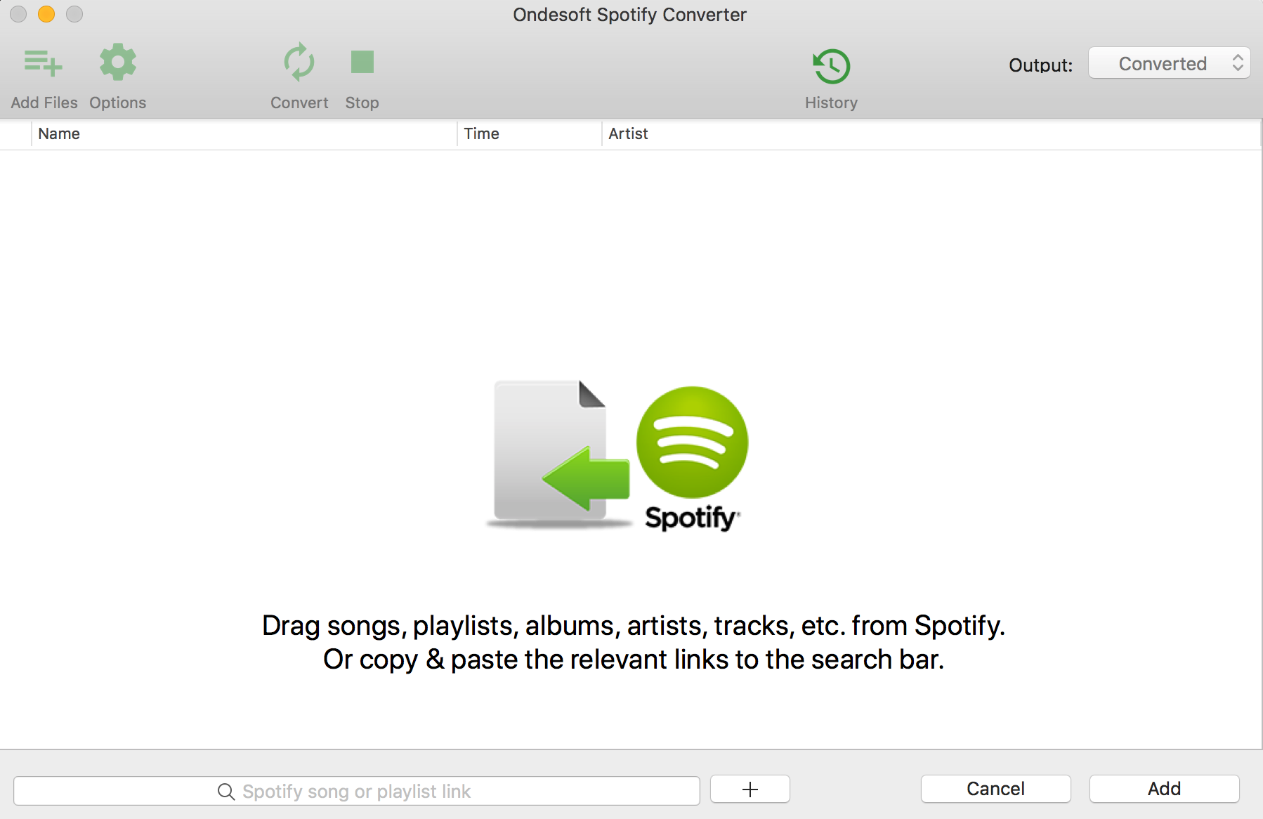 Spotify dalok drag and Drop segítségével