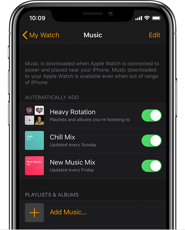 synchroniser la musique spotify sur Apple Watch
